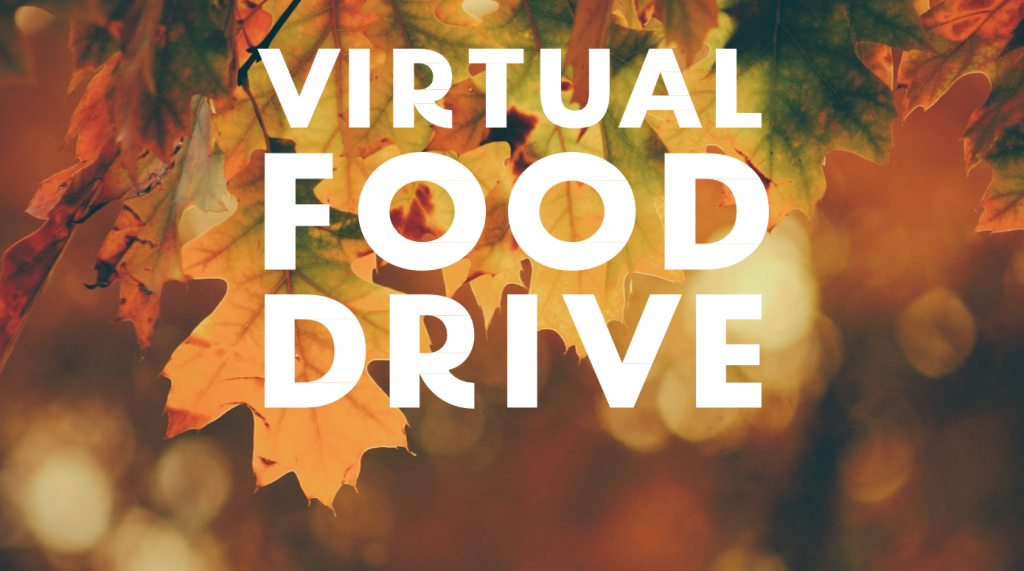 Fall photo with "virtual food drive" verbiage